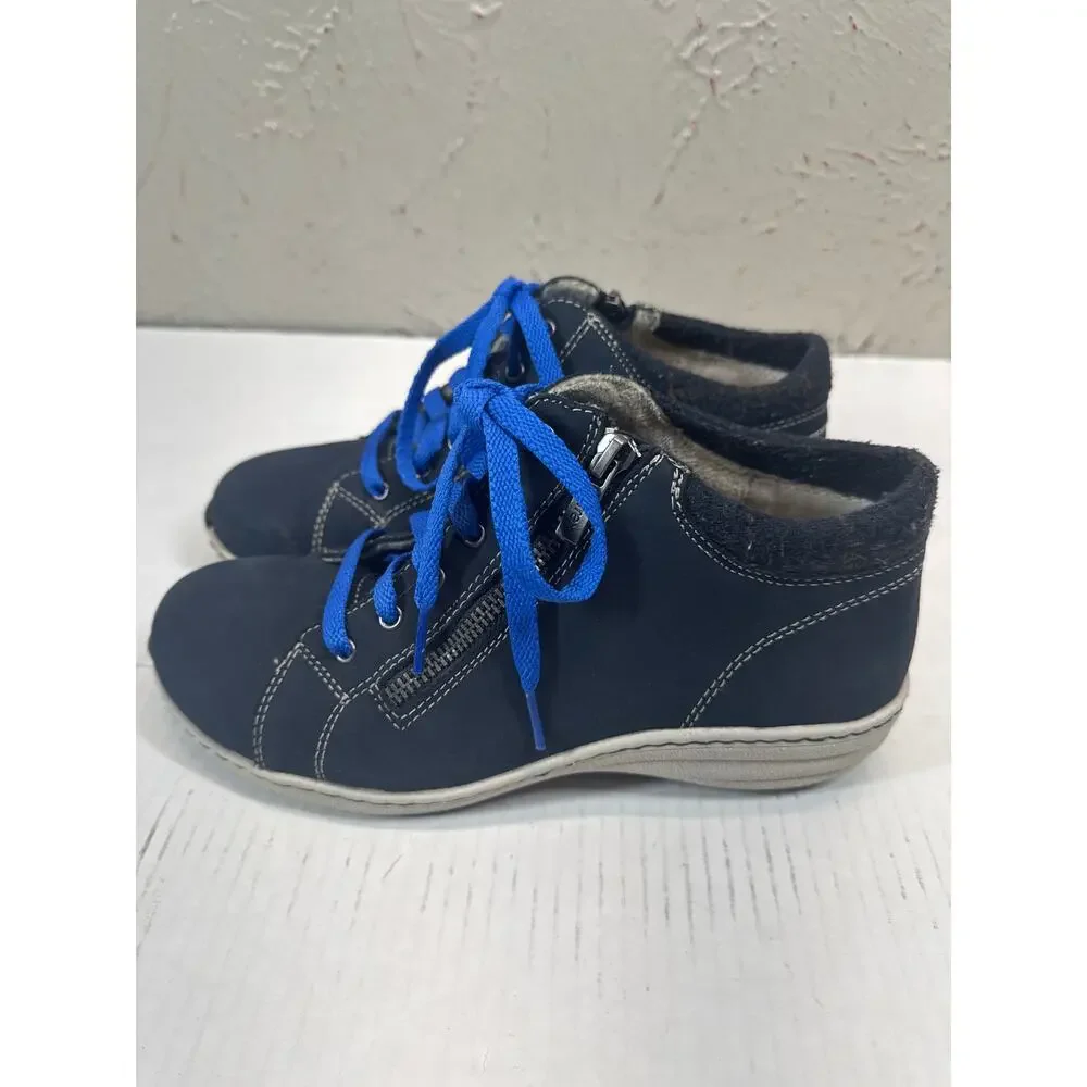 Aetrex Women's Remi Navy Blue Casual Winter Boots Lace Zip Up US‎ Size 7.5-8